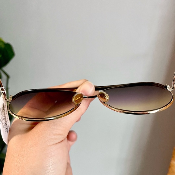 Tod’s Leather Frame Gold & Brown Aviator Sunglasses - Picture 11 of 15